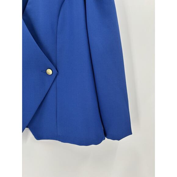 Vintage Good Times Jacket Womens 18 Blue Double Breasted V Neck Pleated 80s 90s - Picture 2 of 15